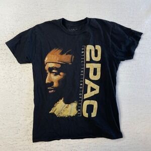 2Pac Graphic Tee Mens Small Black Until The End Of Time Rap Hip Hop Shirt